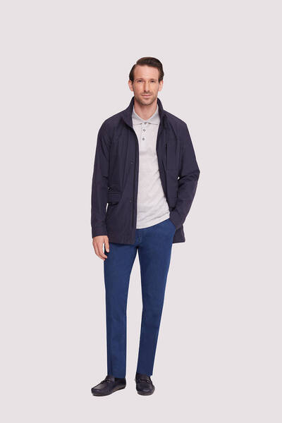 Ysf Erkek Lacivert Regular Fit Yazlık Spor Kapüşonlu Mont