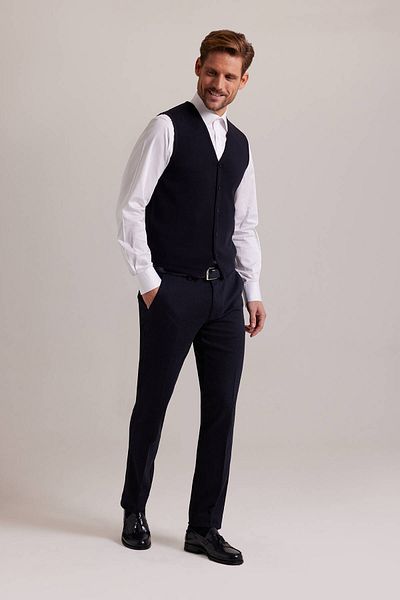 Ysf Men's Navy Blue Knitwear Vest