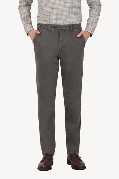 Ysf Men's Khaki Green Regular Fit Canvas Sports Striped Trousers