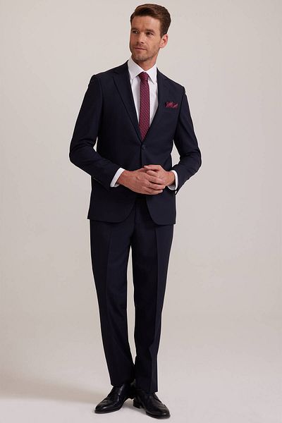 Ysf Men's Dark Navy Blue Regular Fit Double Slit Suit