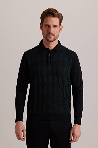 Ysf Erkek Polo Yaka Baklava Desenli Triko