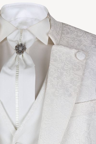 Ysf Men's Cream Judge Collar Slim Fit Vest Groom Suit