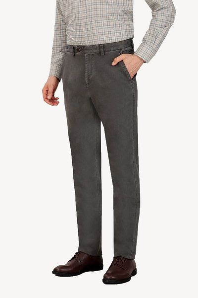 Ysf Men's Khaki Green Regular Fit Canvas Sports Striped Trousers