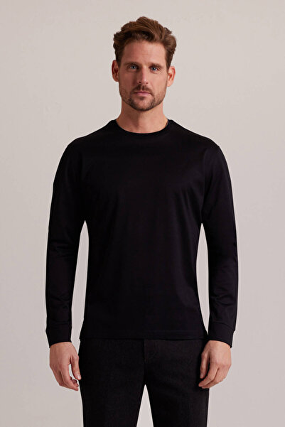 Ysf سويت شيرت أسود برقبة دائرية للرجال