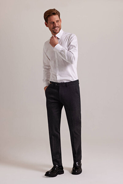 Ysf Erkek Antrasit Düz Regular Fit Kanvas Yan Cep Pantolon