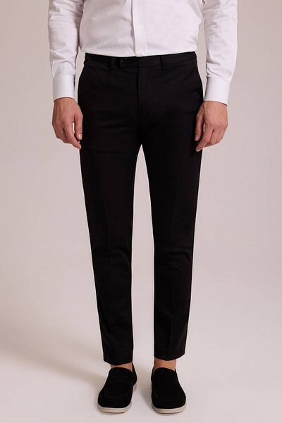 Ysf Men's Black Canvas Sports Regular Fit Trousers