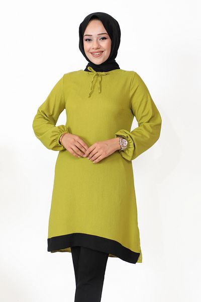 Moda Ebva Elastic Sleeve Hijab Tunik-3160 Pistachio Green