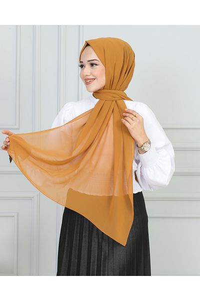 JAWEL ŞAL 1942 Model Mustard Chiffon Shawl