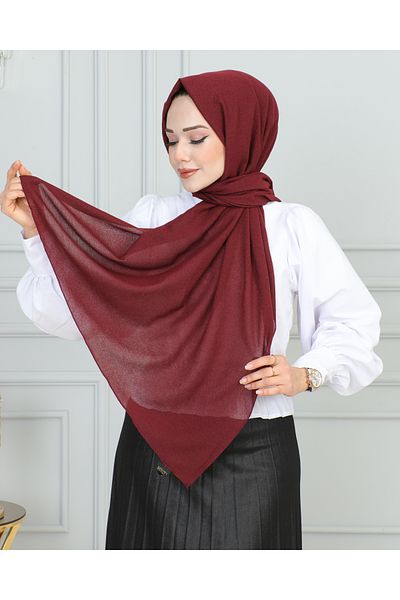 JAWEL ŞAL 1944 Claret Red Patterned Crinkle Shawl