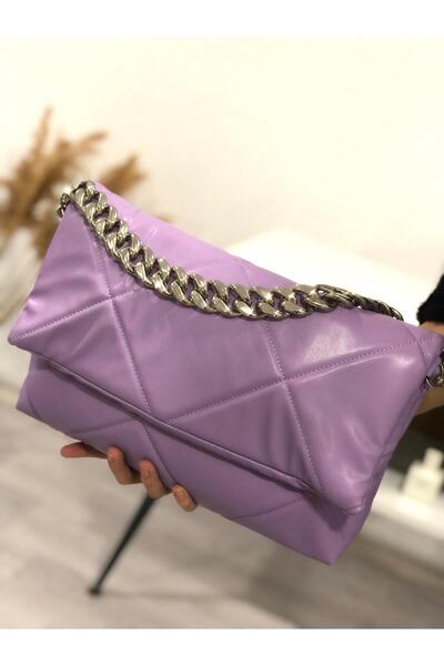 Moda Ebva Zincir Aksesuarlı Çanta-1929 Lila