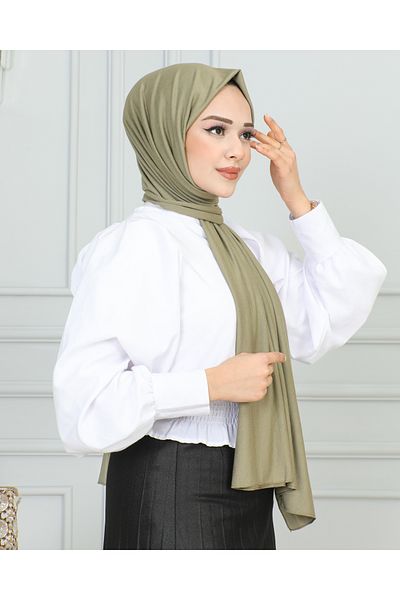 JAWEL ŞAL 1941 Model Khaki Green Combed Cotton Shawl