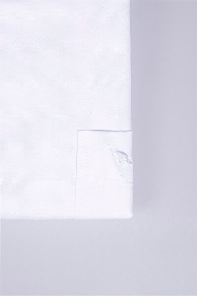 Tudors Erkek Büyük Beden Rahat Kesim Pamuklu Kolay Ütülenebilir Düğmeli Yaka Düz Beyaz Spor Gömlek