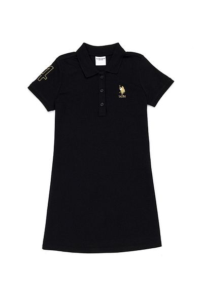 U.S. Polo Assn. Rochie neagră tricotată pentru fetiță