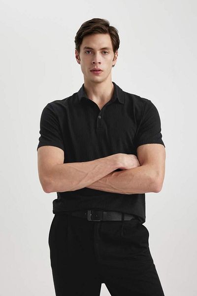 DeFacto Tricou polo slim fit din bumbac cu maneca scurta