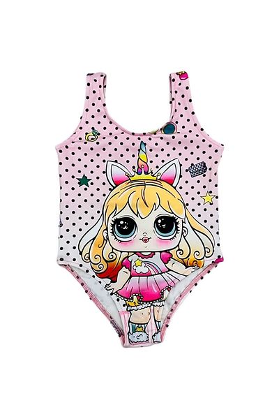 MODERN ASIR Unicorn Patterned Girls' Swimsuit - Graffiti, Comfortable and Fast Drying