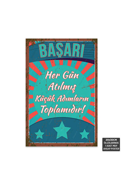 Hayal Poster PT1010 - Başarı Her Gün Atılmış Küçük Adımların Toplamıdır Retro...