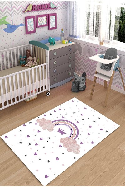 Bebişim Halı Gökkuşağı Kalpli Çocuk Halısı