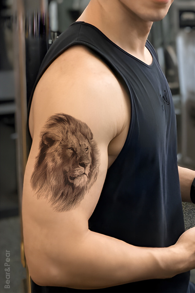 BP Tattoo Gerçek Dövme Görünümünde Aslan Dövmesi Unisex Tattoo