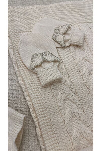 Nipperland 0-3 Months Lace Model - Baby Girl and Boy Knitwear Set with Flower Embroidery