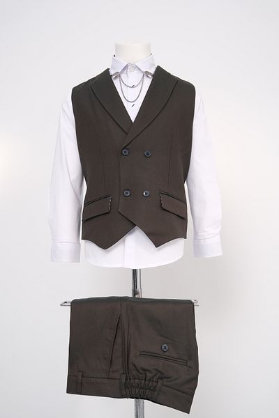 Micio Khaki Boy's Vest and Trousers Dobby