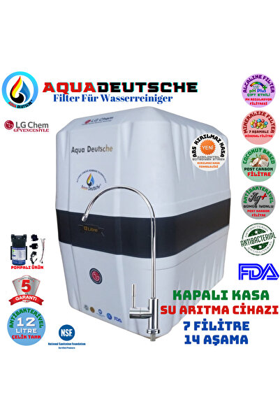 AQUA DEUTSCHE PLUS BEYAZ-SİYAH 12 LİTRE 7 FİLİTRE 14 AŞAMA GÜMÜŞ İYONLU SU AR...