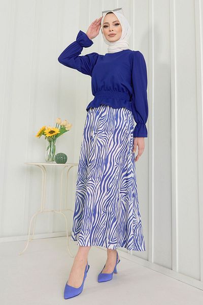 TOFİSA 10564-SAKS Blouse+Skirt