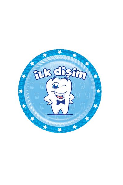 TT Tahtakale Toptancıları Lux My First Tooth - Plate Cardboard, 23 Cm, Blue, 8 Pieces