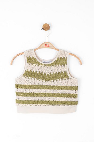 nk kids Комплект от две части за момичета - плетена къса блуза и шорти