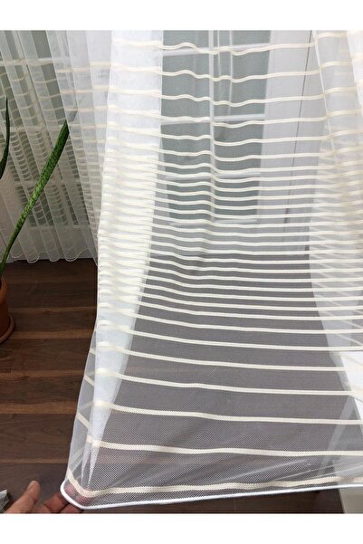 elision home Transverse Striped Banded Sports Tulle Curtain, 550x250, Normal Pleat, 1/2.5