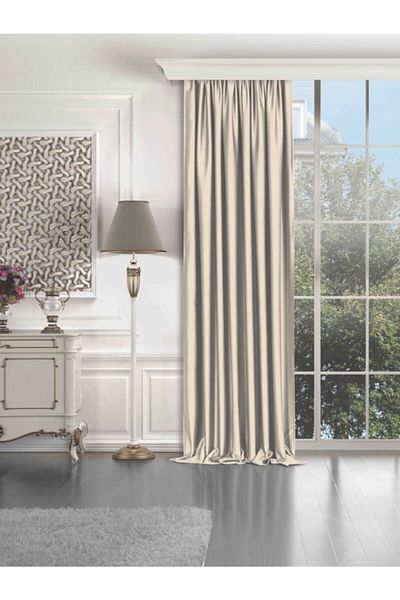 elision home Stone Color Blackout Curtain Light Proof Original 1stQuality Extra-forced Non-Pleated Blackout Background Curtain