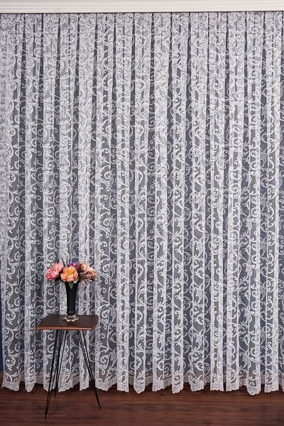 elision home Shawl Pattern Knitted Tulle Curtain 350x250cm 1x3 Tight Pleat Elıon01281