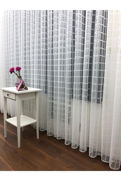 elision home Sports Pattern Checkered Tulle Curtain, 550x260, Normal Pleat, 1/2.5