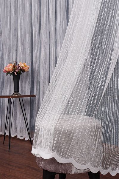 elision home Slub Pattern Knitted Tulle Curtain 300x250cm 1/2 Sparse Pleat Elısıon03201