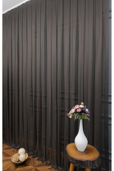 elision home Brown Grek Tulle Curtain Honeycomb Floor 350x260cm (1x2.5) Normal Pleat Elıon00201