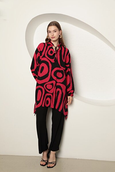 TakıDolabı طقم نسائي مطبوع فيسكوز - فوشيا