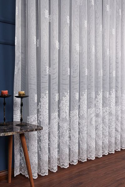 elision home Dense Patterned Lace Tulle Curtain on the Hem, 200x260cm, 1/2,5 Normal Pleat, Elıon04841