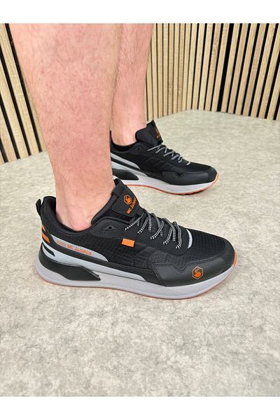 İmerShoes Pantofi de sport pentru bărbați, afumat zilnic, negru portocaliu, cu șireturi, cu talpă groasă, pantofi sport ușori confortabili 2019