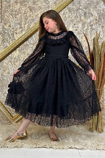Bagged Lace Style Kids' Black Evening Dresses for Ages 10/13 Aby4555
