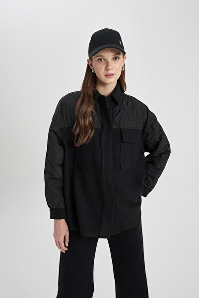 DeFacto Regular Fit Cotton Sleeves Quilted Detailed Thick Stamped Bomber Jacket B8340Ax23Cw