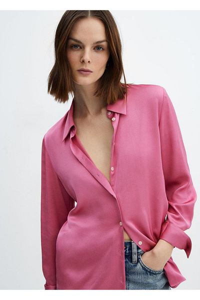 MANGO Woman Cămașă drapată din satin