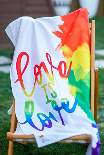 Love Is Love Baskılı Plaj Havlusu 70 X 140 Cm - Banyo Havlusu