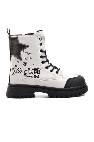 Aspor Pepino White Girl's Boots with Fleece Inside