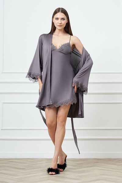 GIONA 5-piece Micro Fabric Nightgown and Dressing Gown Set