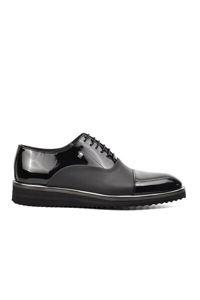 Fosco Black Patent Leather Genuine Leather Men's Casual Shoes