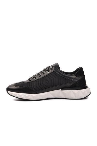 MARCOMEN Black White Genuine Leather Men's Sneakers