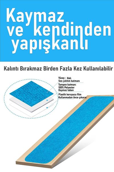 Stepmat Bead Blue Halifleks Adhesive Base Stair Step Mat - Non-Slip Base