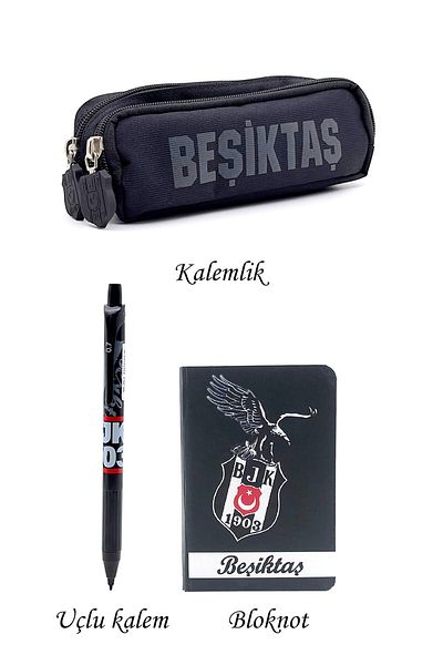 Beşiktaş Ξύλινη μολυβοθήκη 2 τεμαχίων - Σετ δώρου γραφικής ύλης πρωτότυπο