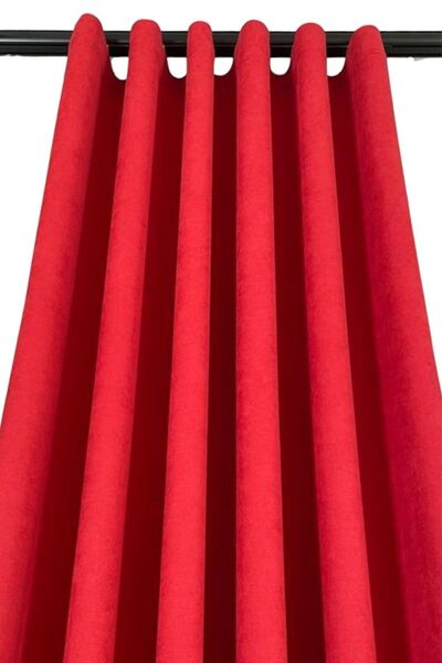 ARIKAN HOME High Quality Red Color S Pile - Odessa Background Curtain (1/3 SIK PILE) 60 X 270