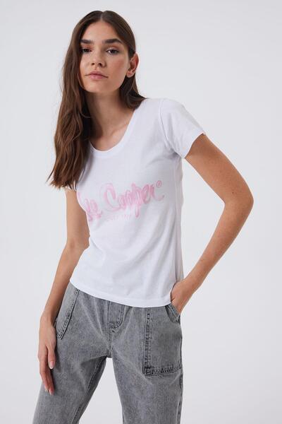 Lee Cooper London 1 Women's O Neck T-Shirt White