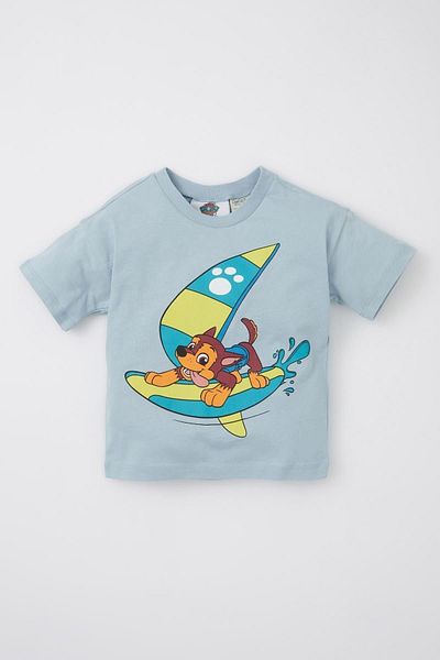DeFacto Paw Patrol Baby Boy T-Shirt - Crew Neck, Combed Cotton, Short Sleeve X2843a222hs